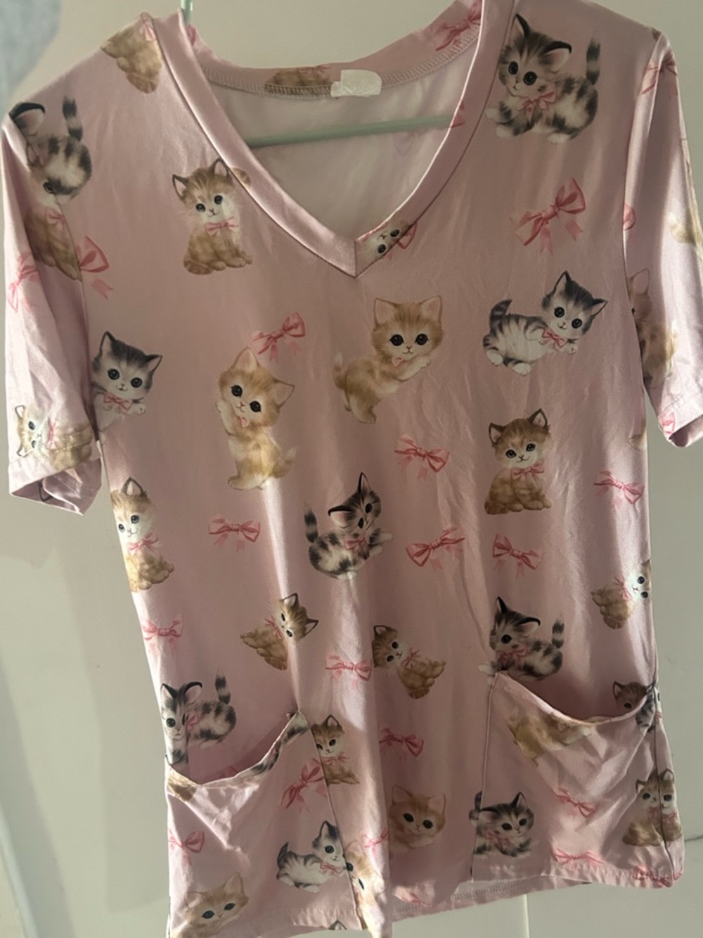 Pink Kitty Cat Scrub Top